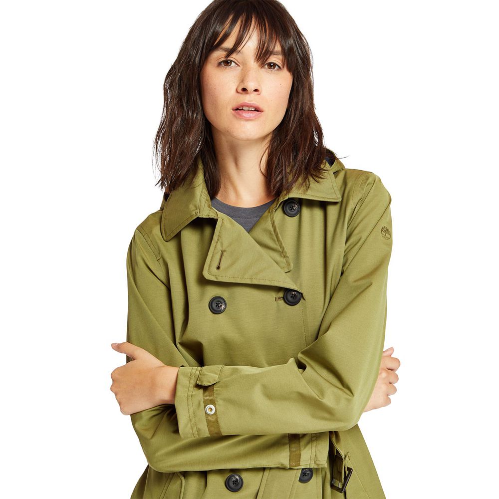 Timberland Womens Coats Classic Waterproof Trench - Olive - India ZS4308512